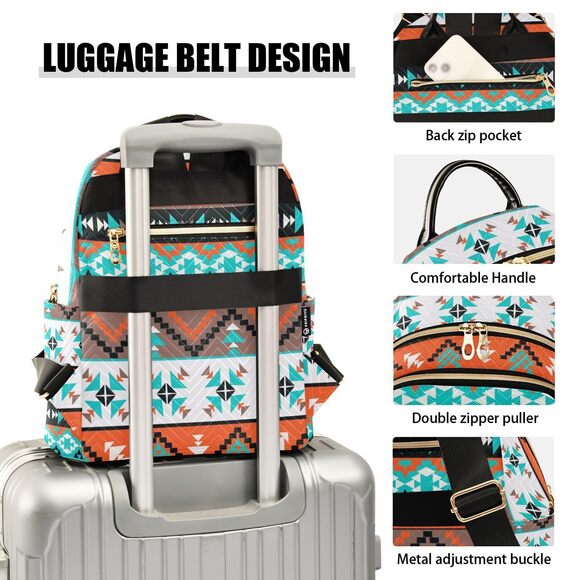 7255 Western Aztec Backpack Purse Quilted Mini Fashion Backpacks main image 5
